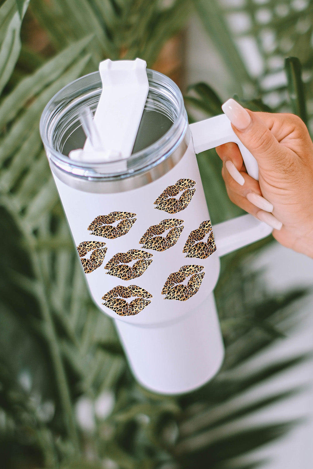 Wild Soul (Leopard/Lips) Thermos Cup with Straw 40oz