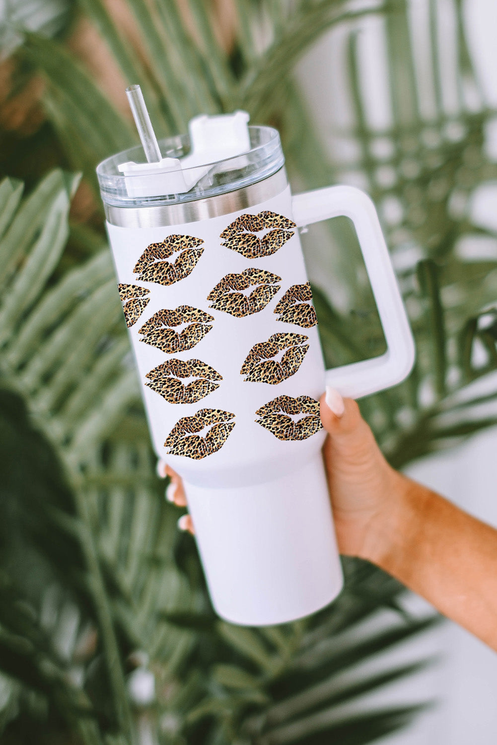 Wild Soul (Leopard/Lips) Thermos Cup with Straw 40oz