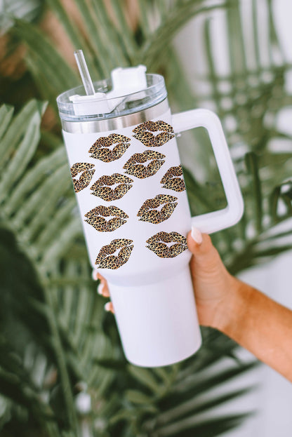 Wild Soul (Leopard/Lips) Thermos Cup with Straw 40oz